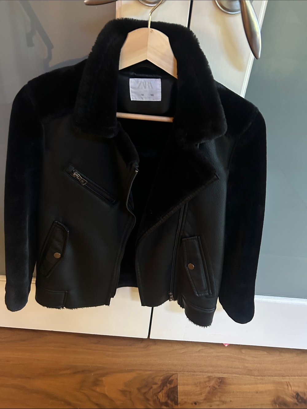 Girls Faux leather /sherpa moto jacket